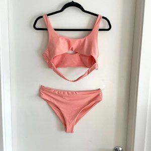 NWOT = SHEIN - Pink - (L) Cut-out High Waisted Bikini Swimsuit
